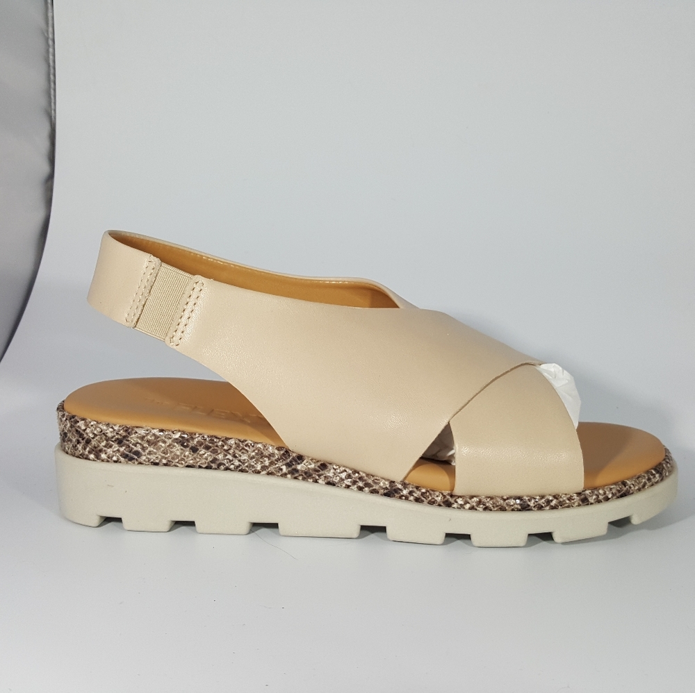 The Flexx Beige Leather Sandal with Snake Stamp